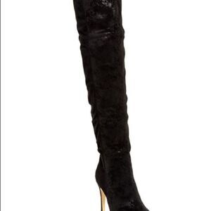 GUESS Black Zonian Fabric Over The Knee Boots